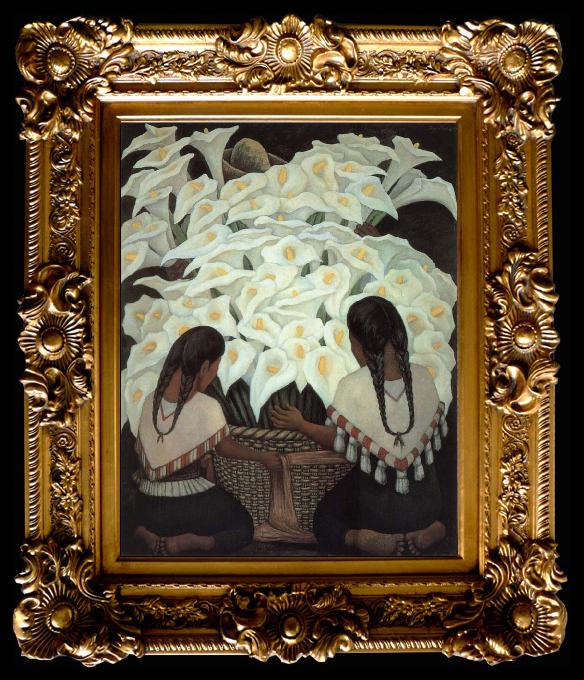 framed  Diego Rivera Sale Flowers, Ta012